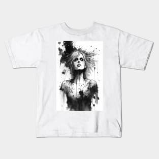 Haunted Ink Painting of a Woman Kids T-Shirt